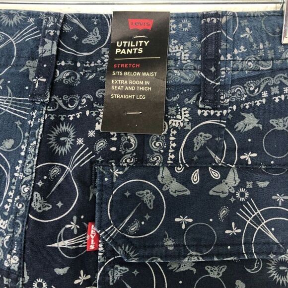 LEVI'S Jean Chore Pants Printed Bandana Straight Leg Men's Size 31x32 Blue White - Picture 6 of 10